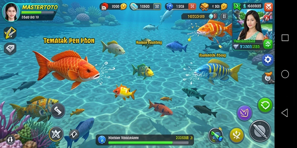 Screenshot utama MASTERTOTO menampilkan aksi tembak ikan yang seru.